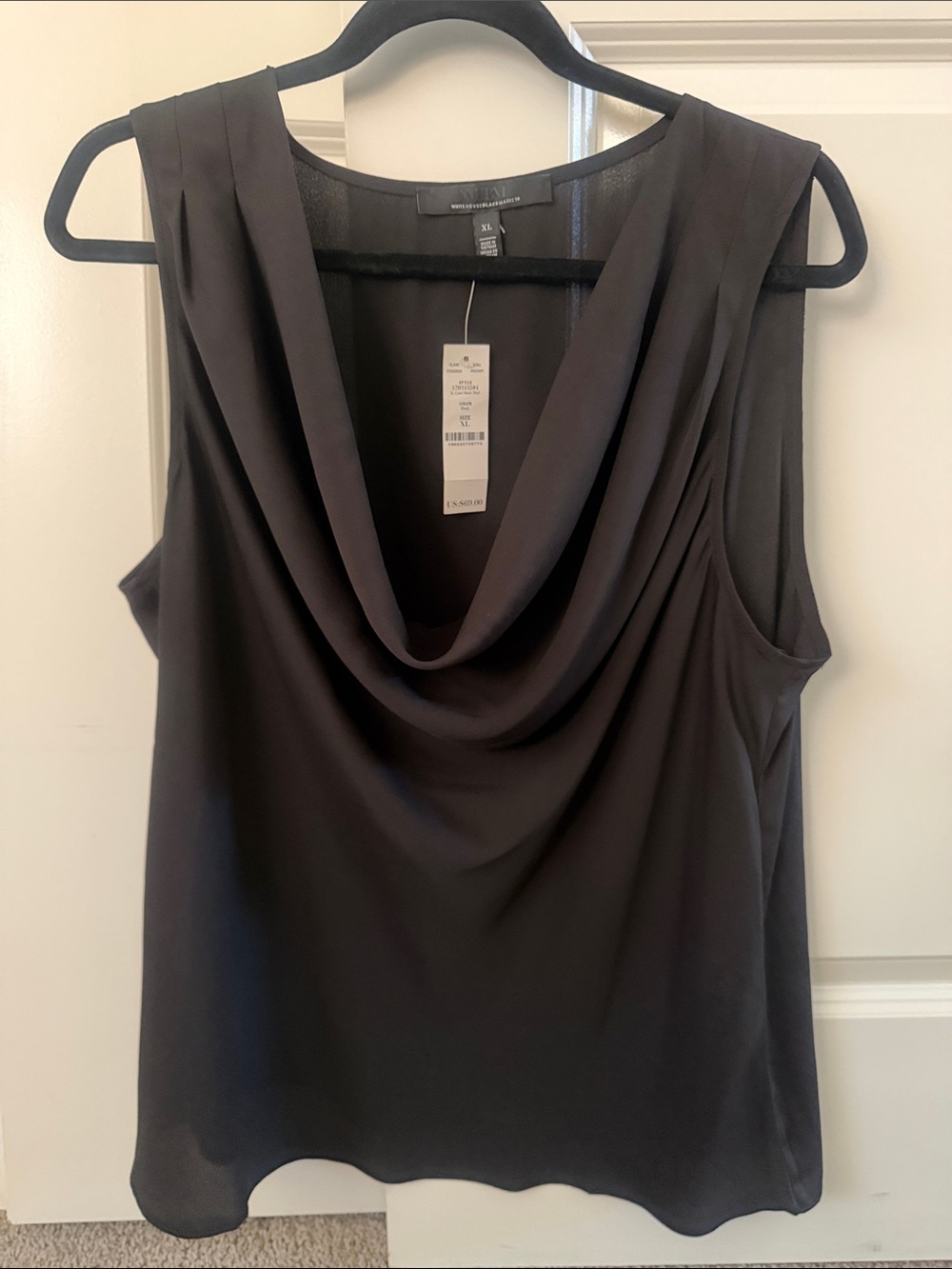 White House Black Market Black Draped Cowl Neck Sleeveless Top